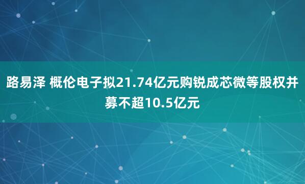 路易泽 概伦电子拟21.74亿元购锐成芯微等股权并募不超10.5亿元